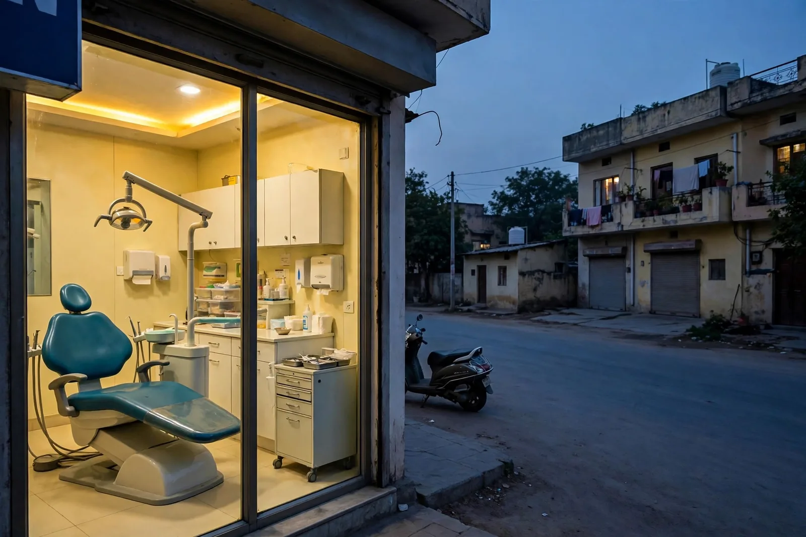 The clinic at dusk