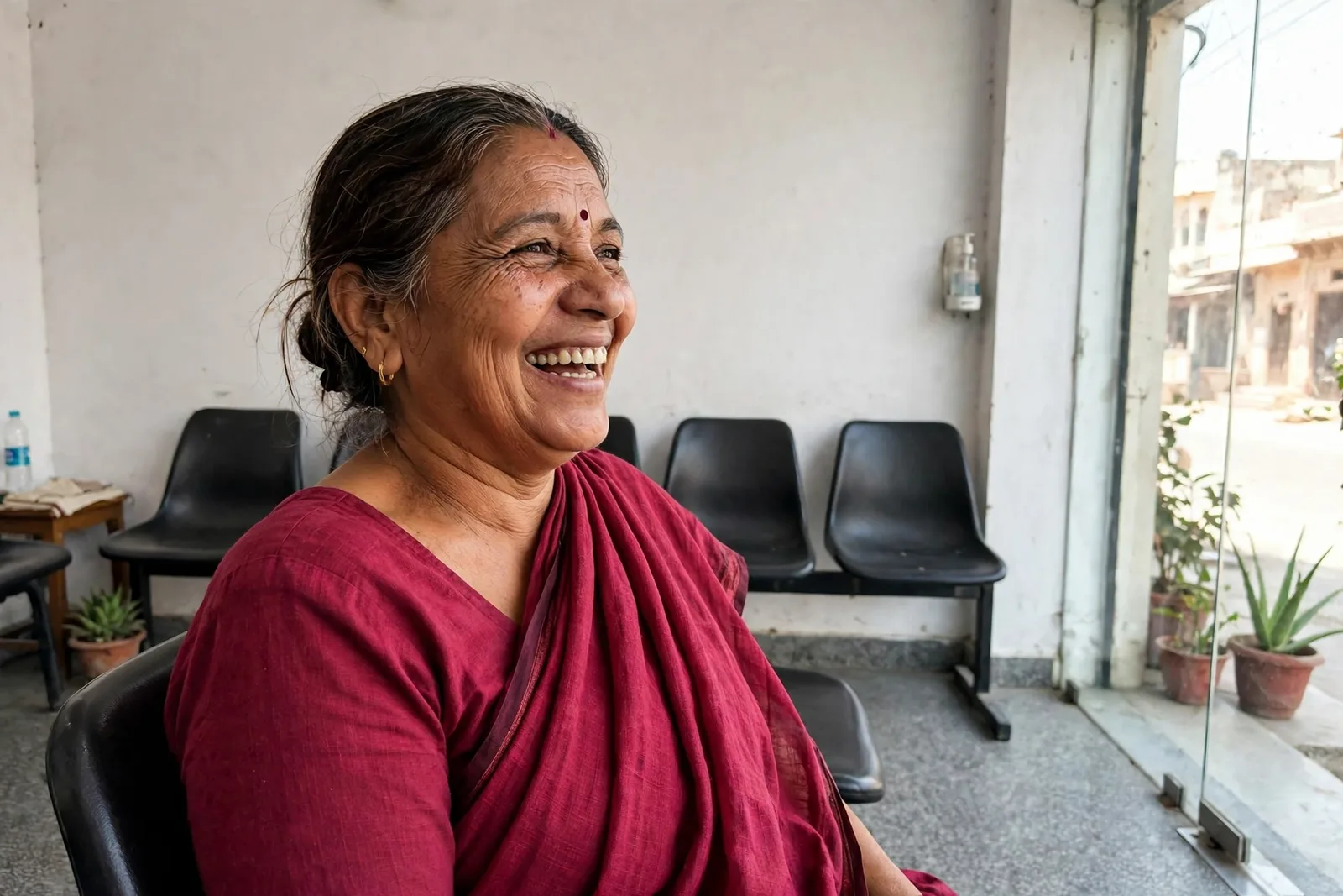 A smile, photographed plainly